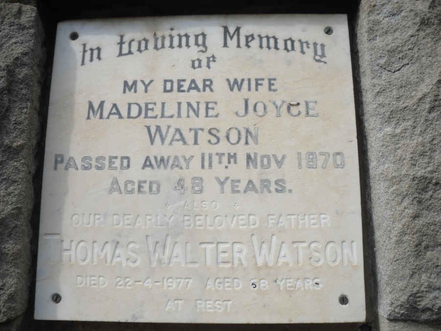 WATSON Thomas Walter -1977 &amp; Madeline Joyce -1970