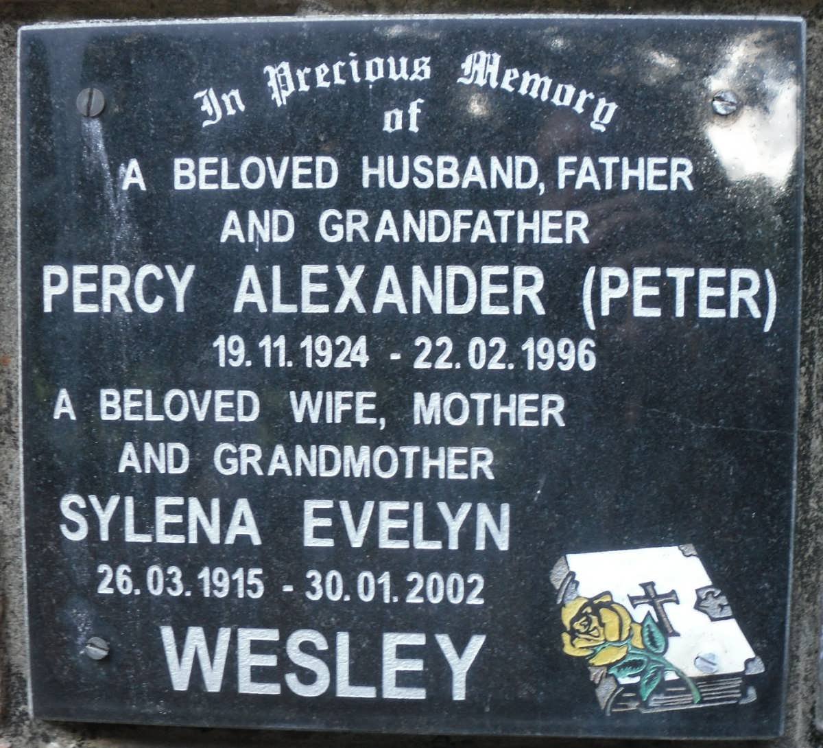 WESLEY Percy Alexander 1924-1996 &amp; Sylena Evelyn 1915-2002
