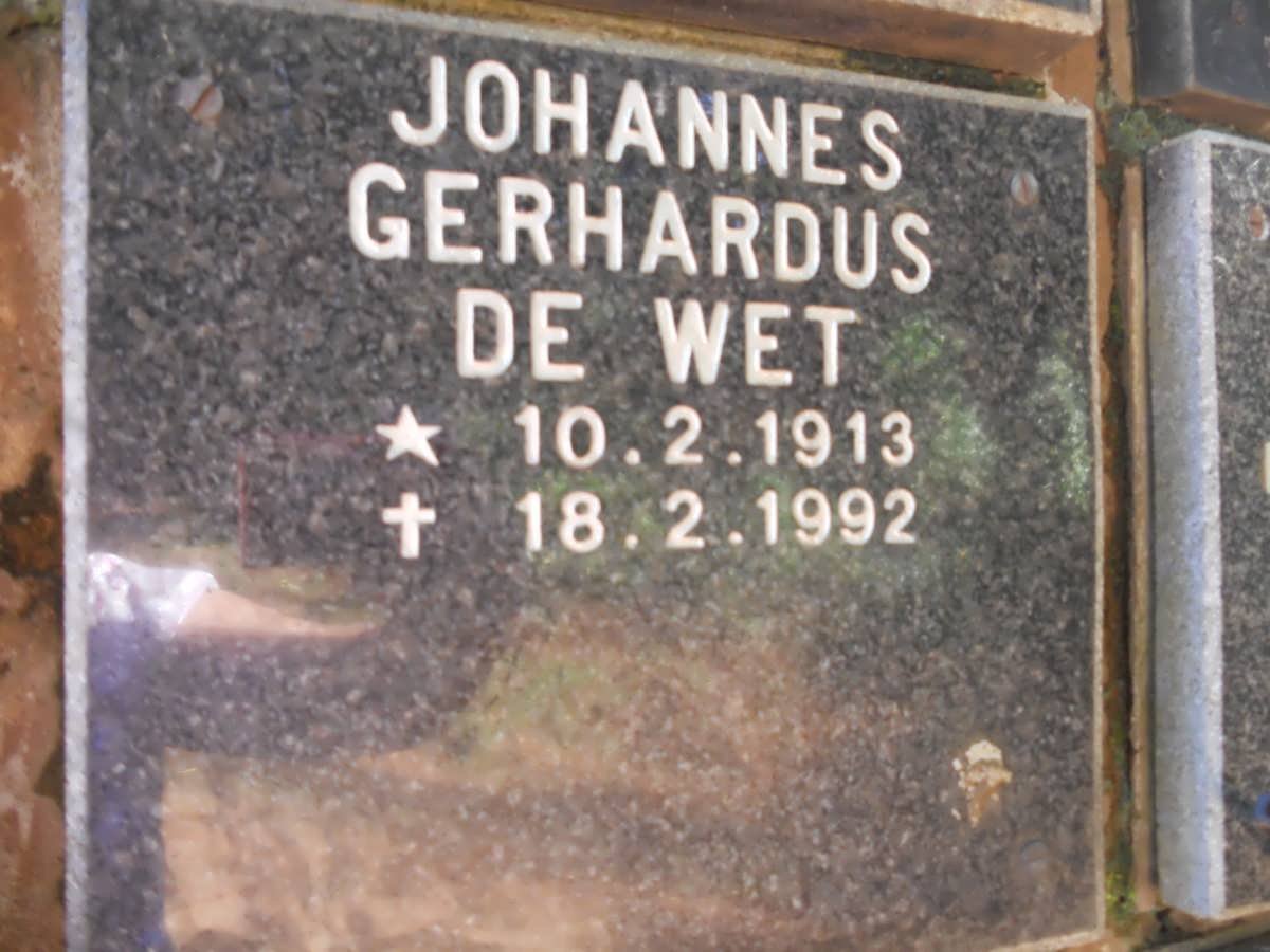 WET Johannes Gerhardus, de 1913-1992