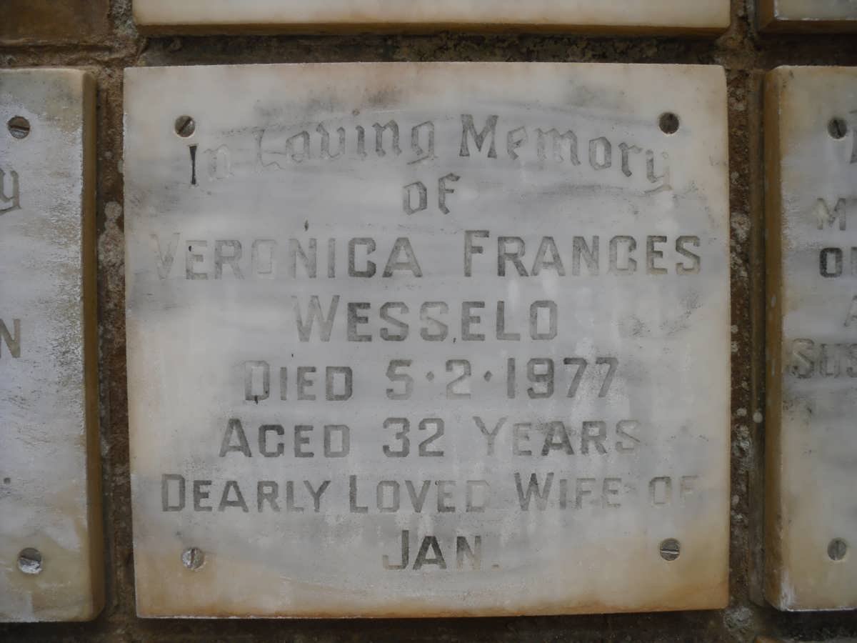 WESSELO Veronica Frances -1977