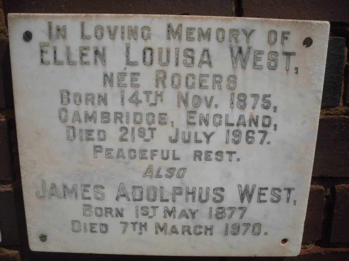WEST James Adolphus 1877-1970 &amp; Ellen Louisa ROGERS 1875-1967