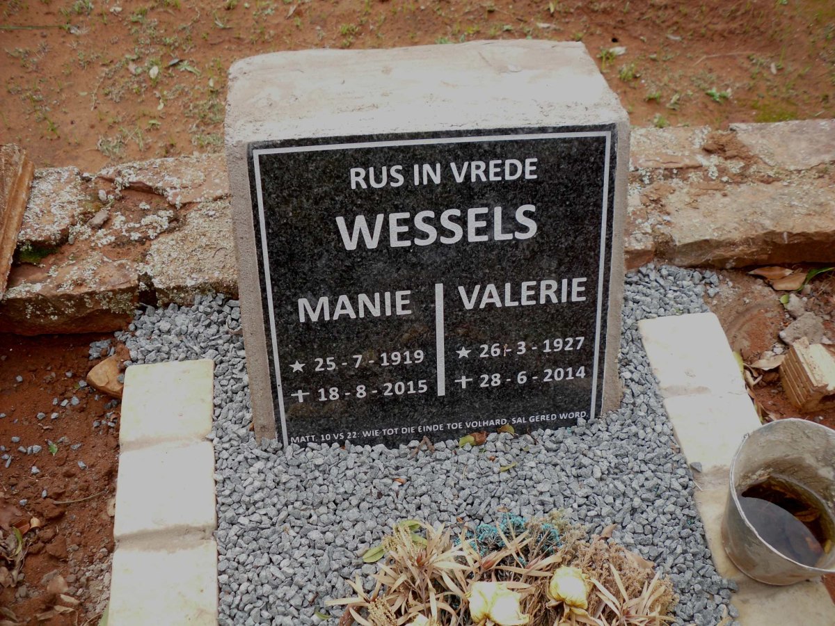 WESSELS Manie 1919-2015 &amp; Valerie 1927-2014