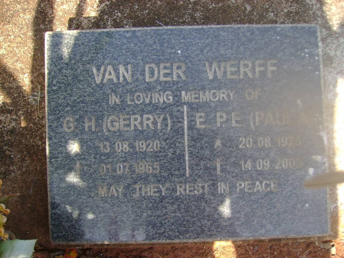 WERFF G.H., van der 1920-1965 :: VAN DER WERFF E.P.E. 1925-2003