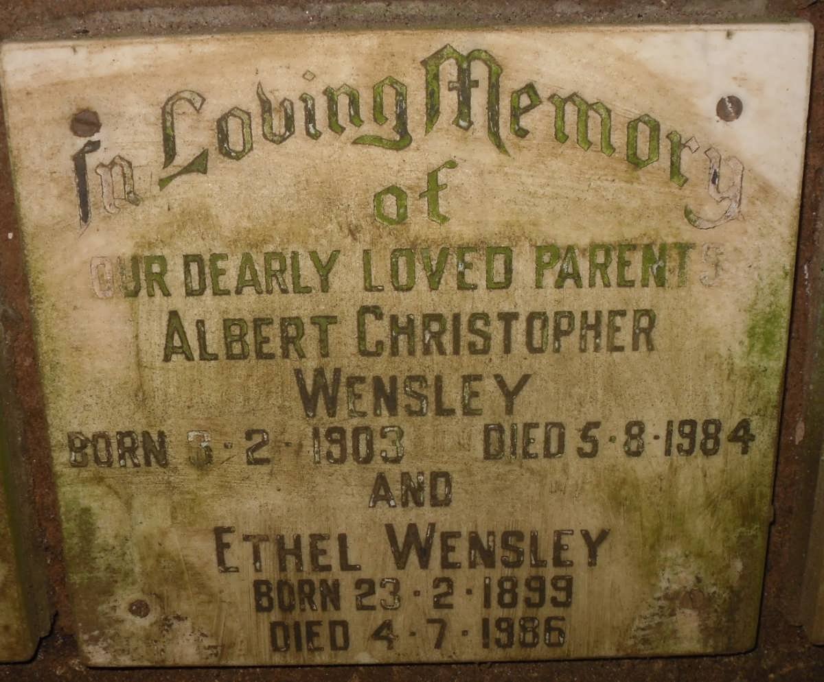 WENSLEY Albert Christopher 1903-1984 &amp; Ethel 1899-1986