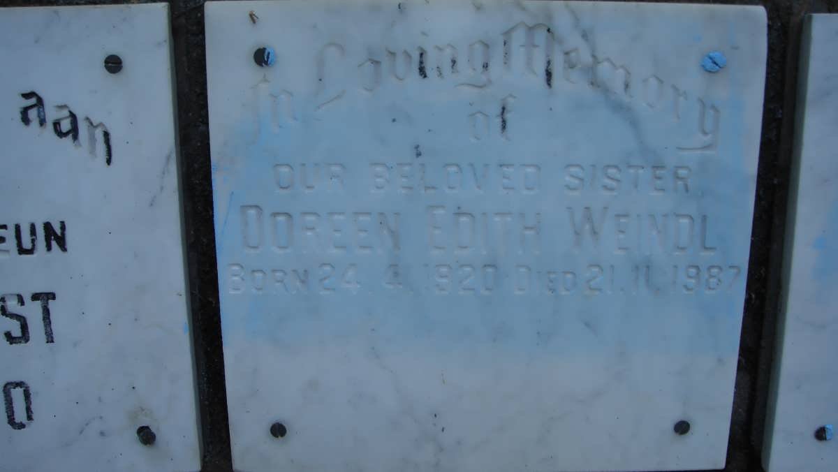 WEINDL Doreen Edith 1920-1987