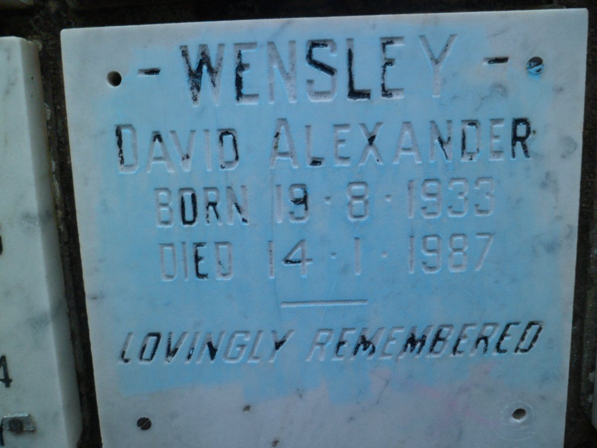 WENSLEY David Alexander 1933-1987