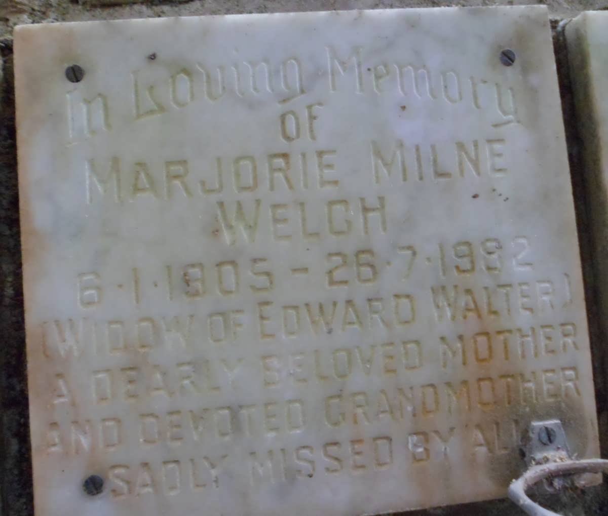 WELCH Marjorie Milne 1905-1982