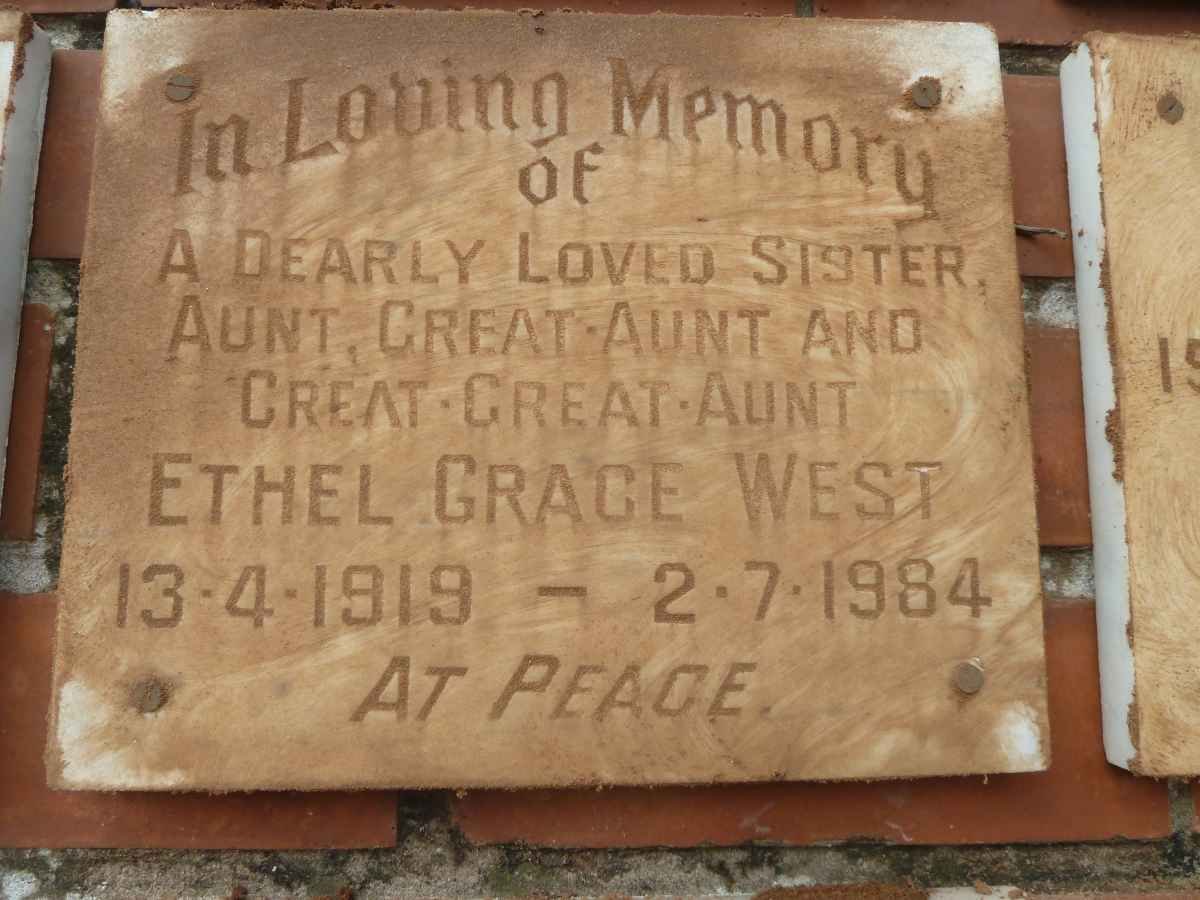 WEST Ethel Grace 1919-1984