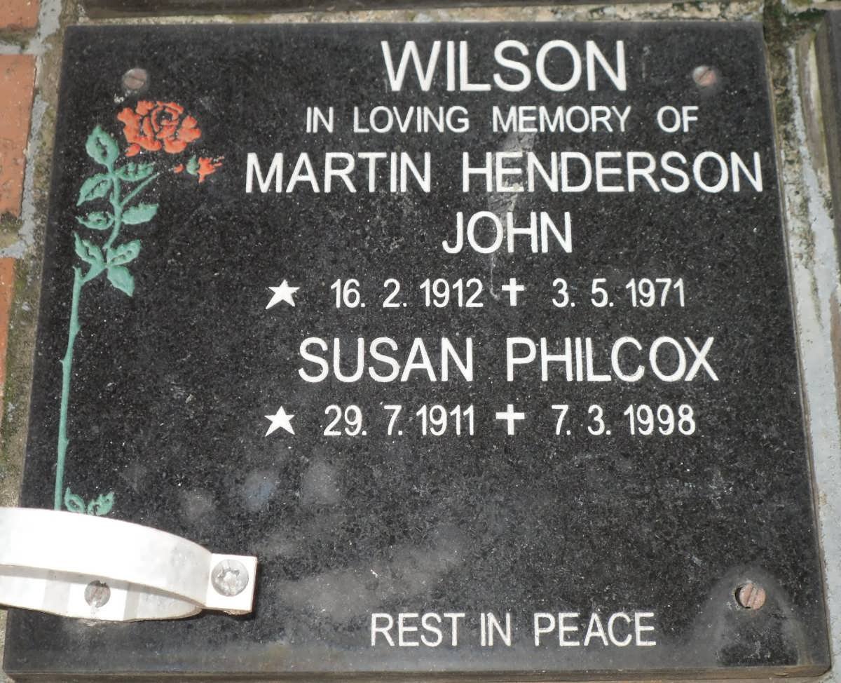 WILSON Martin Henderson John 1912-1971 &amp; Susan Philcox 1911-1998