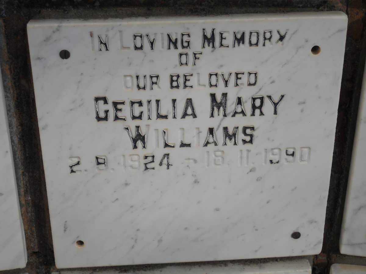 WILLIAMS Cecilia Mary 1924-1990