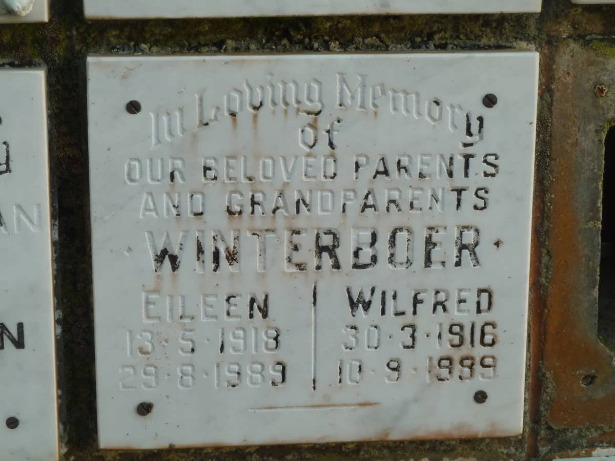 WINTERBOER Wilfred 1916-1989 &amp; Eileen 1918-1989