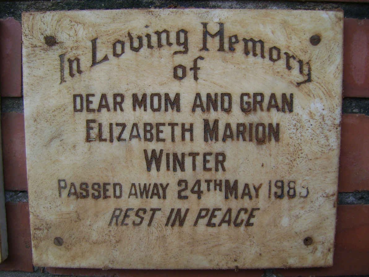 WINTER Elizabeth Marion -1985