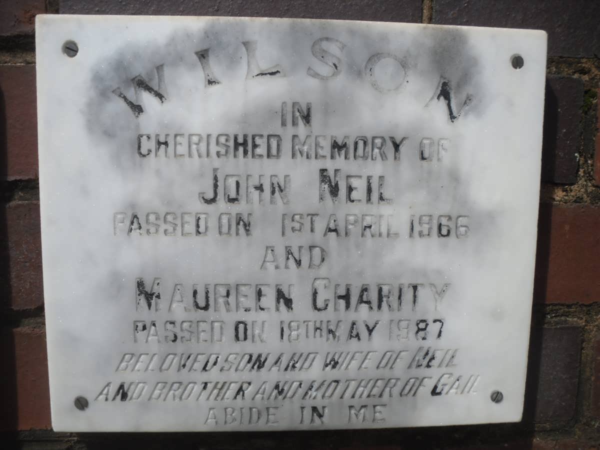 WILSON John Neil -1966 &amp; Maureen Charity -1987