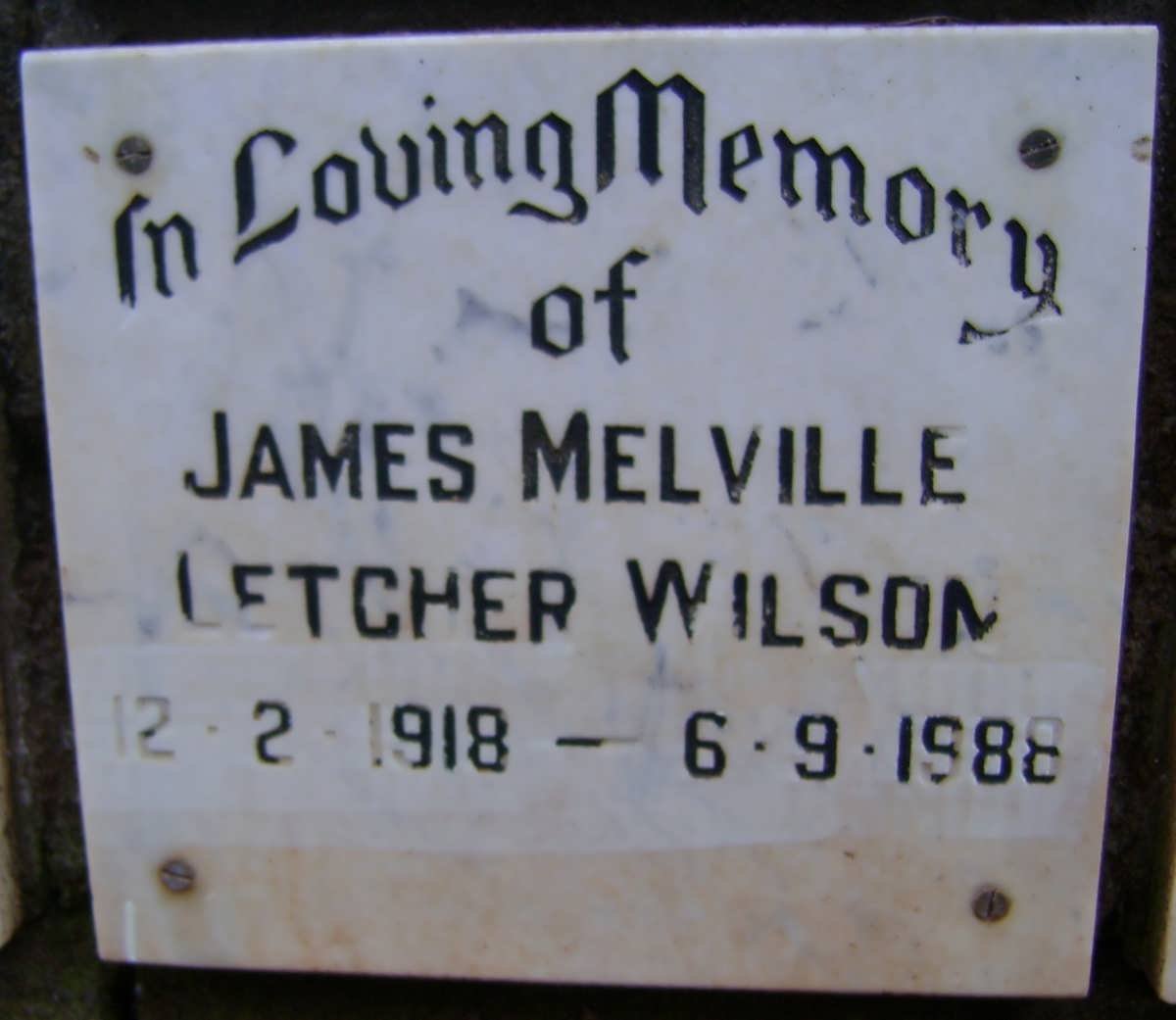 WILSON James Melville Letcher 1918-1988