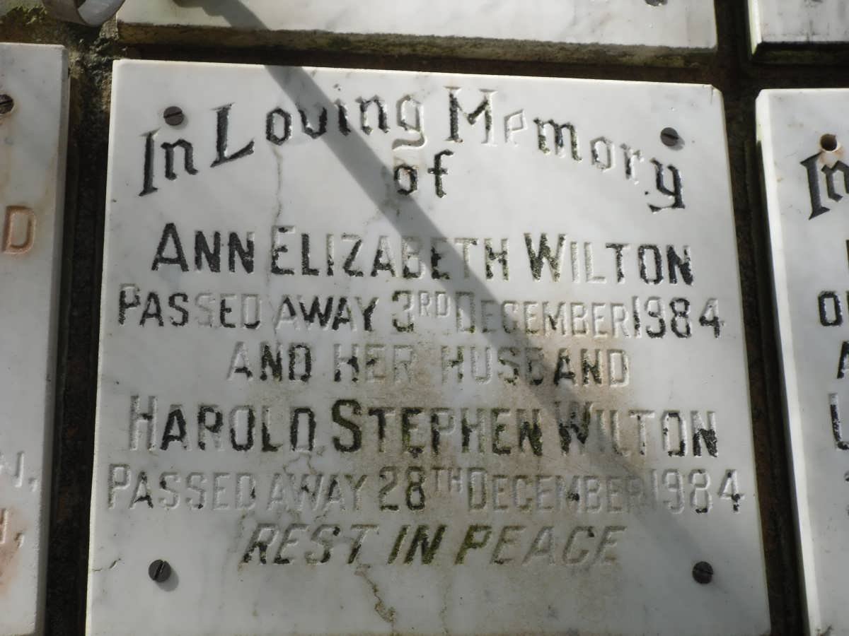WILTON Harold Stephen -1984 &amp; Ann Elizabeth -1984