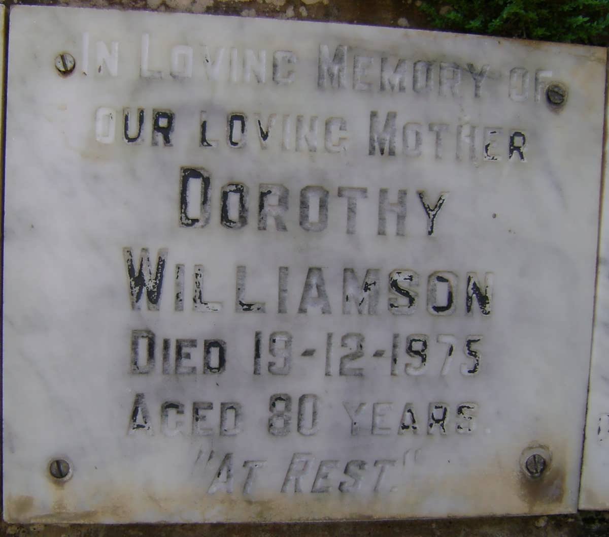WILLIAMSON Dorothy -1975