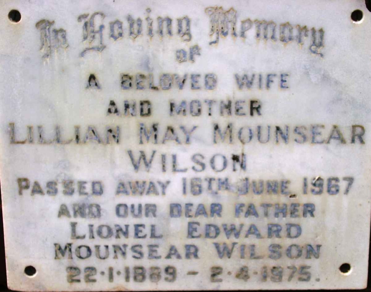 WILSON Lionel Edward, Mounsear 1889-1975 &amp; Lillian May -1967