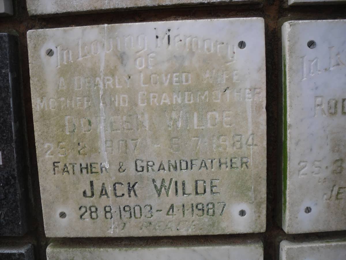 WILDE Jack 1903-1987 &amp; Doreen 1907-1984
