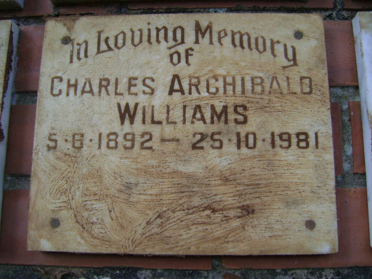 WILLIAMS Charles Archibald 1892-1981