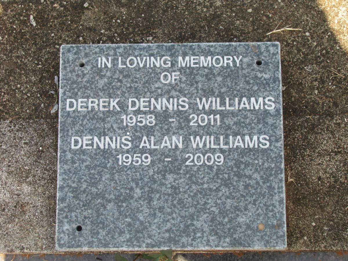 WILLIAMS Derek Dennis 1958-2011 :: WILLIAMS Dennis Alan 1959-2009