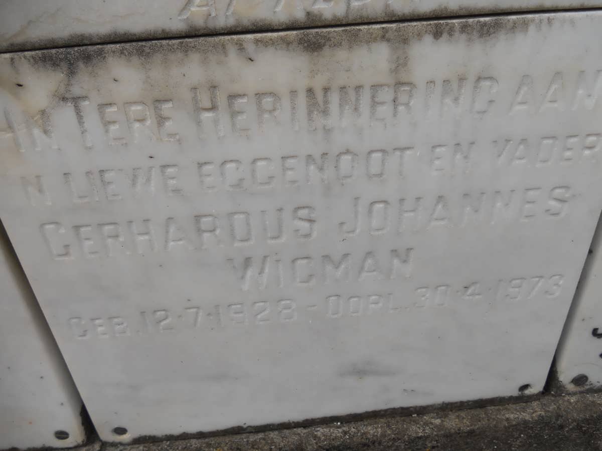 WIGMAN Gerhardus Johannes 1928-1973