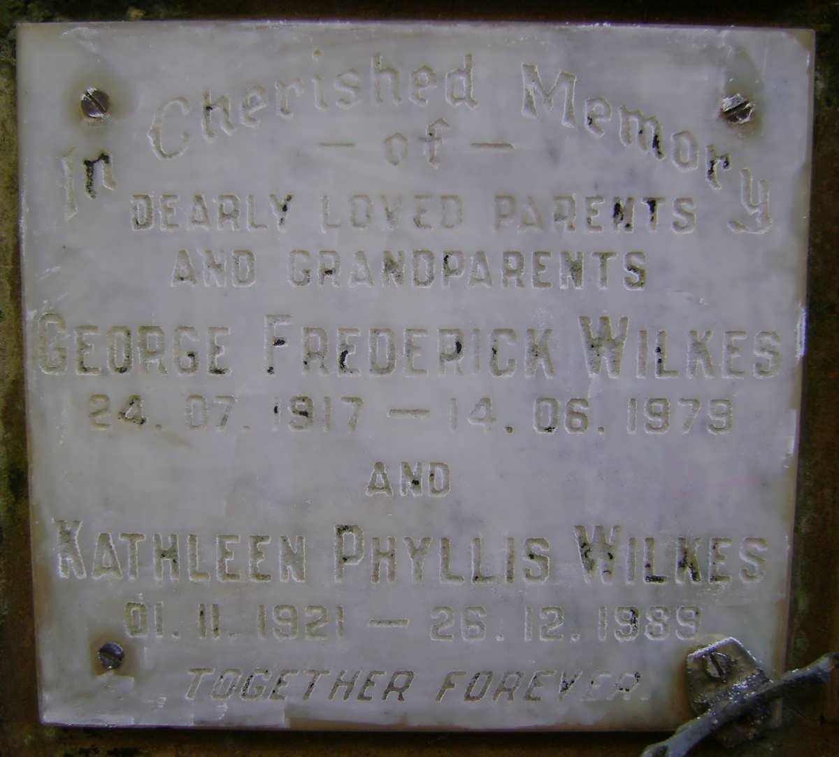 WILKES George Frederick 1917-1979 &amp; Kathleen Phyllis 1921-1989
