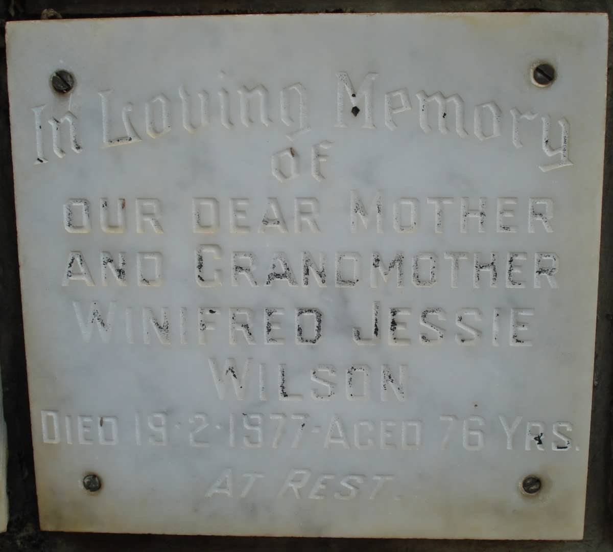 WILSON Winifred Jessie -1977