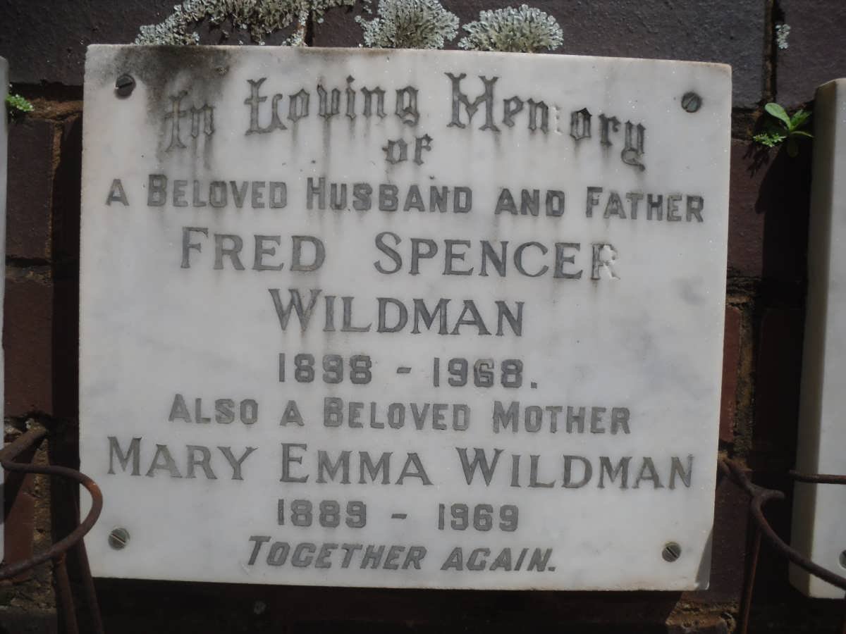 WILDMAN Fred Spencer 1898-1968 &amp; Mary Emma 1889-1969