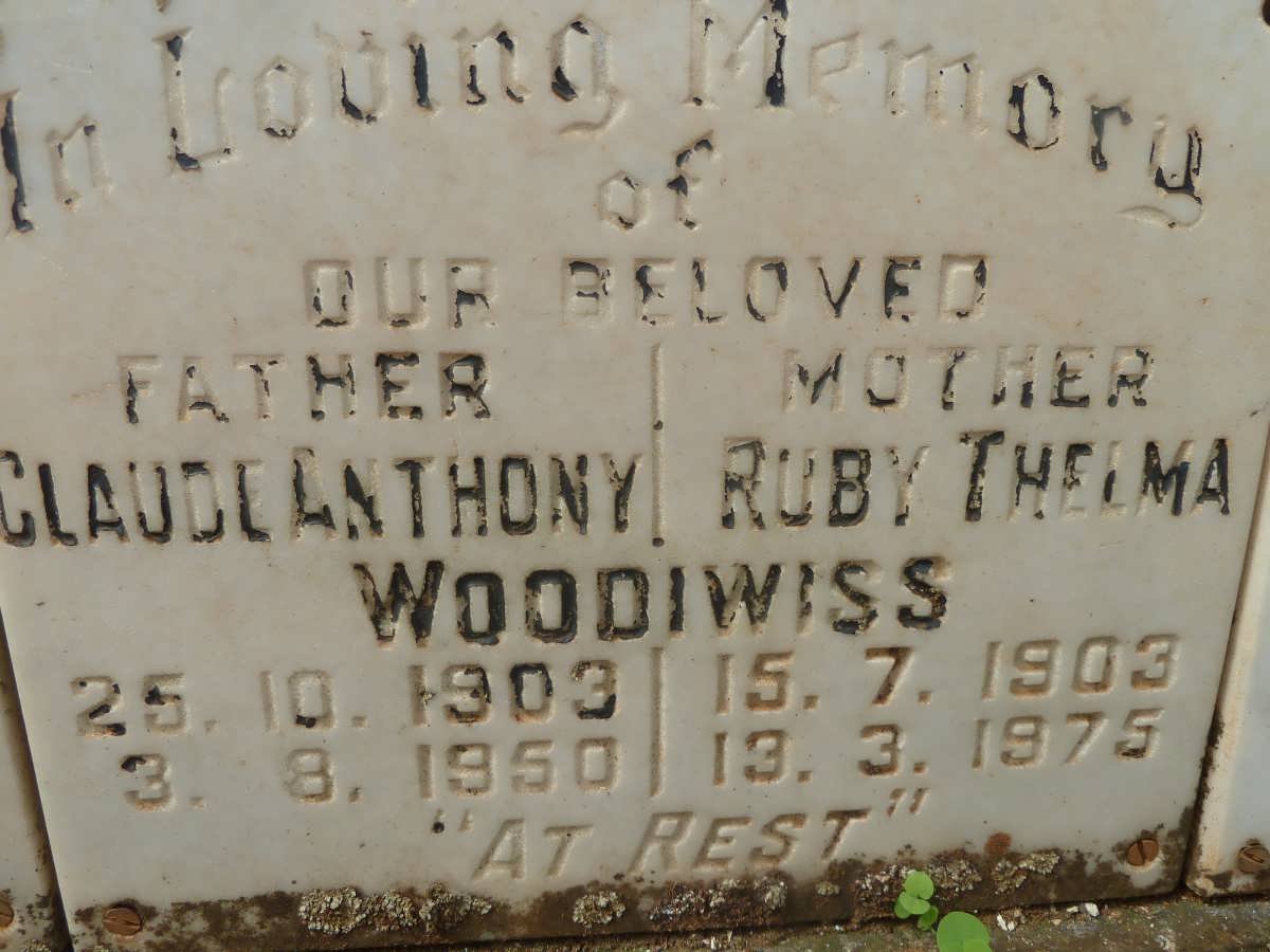 WOODIWISS Claude Anthony 1903-1950 &amp; Ruby Thelma 1903-1975