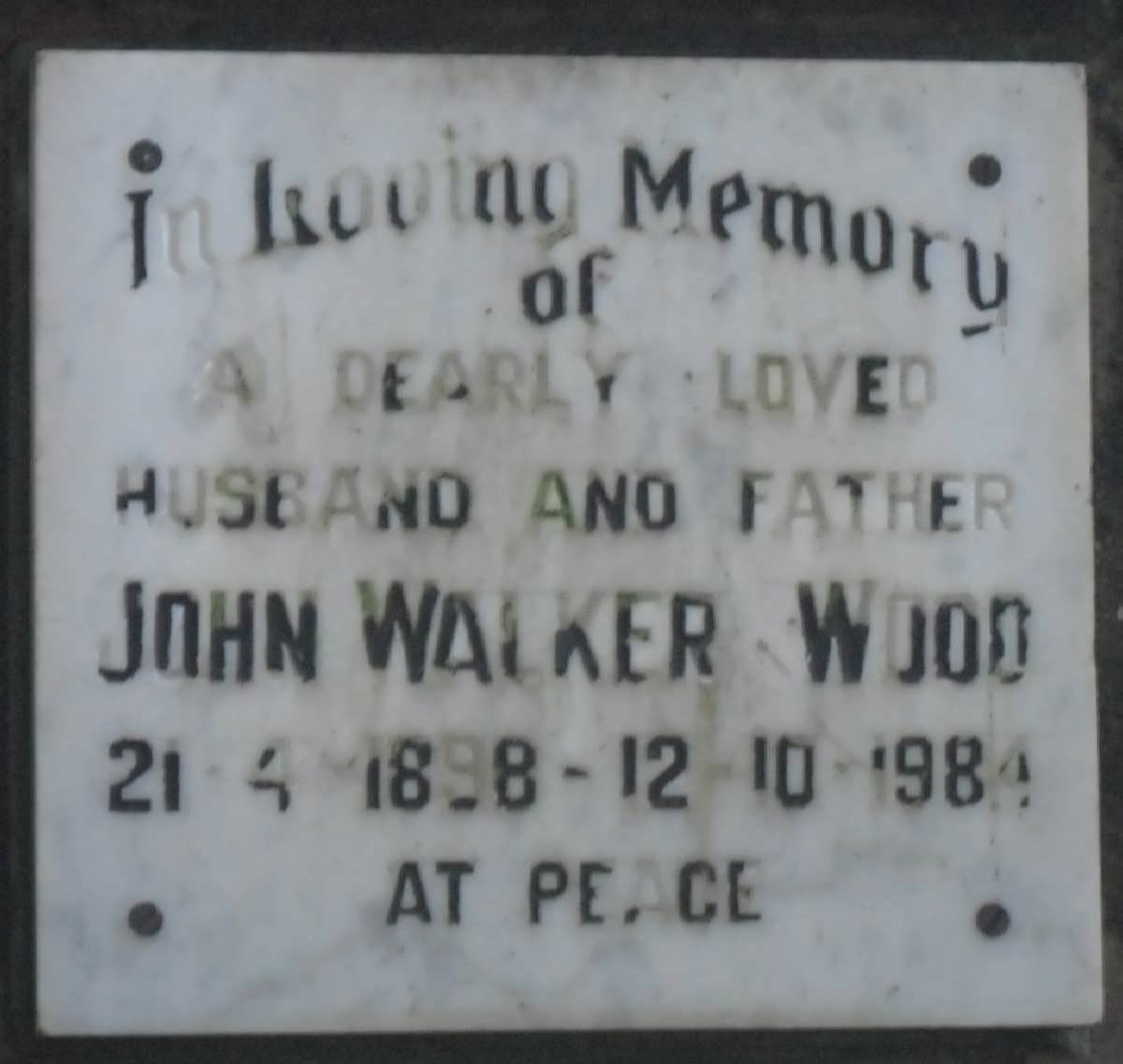 WOOD John Walker 1898-1984
