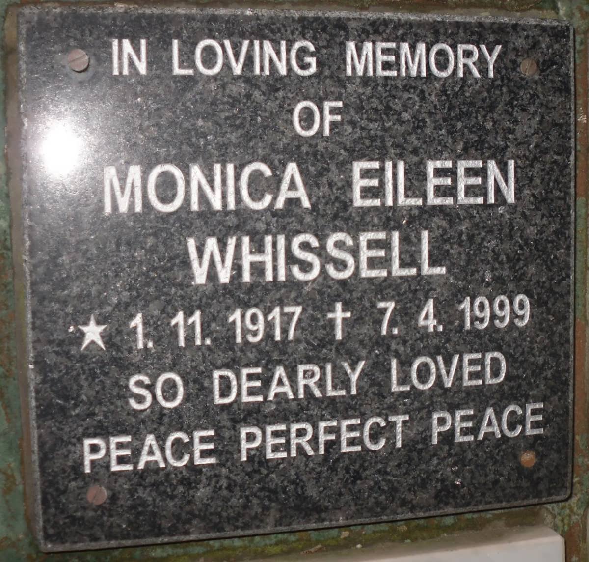 WHISSELL Monica Eileen 1917-1999