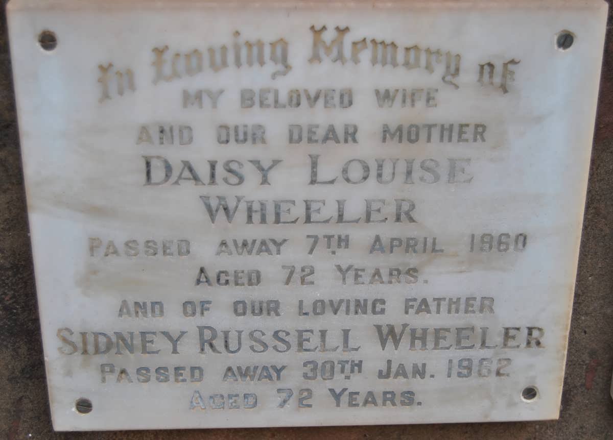 WHEELER Sidney Russell -1962 &amp; Daisy Louise -1960