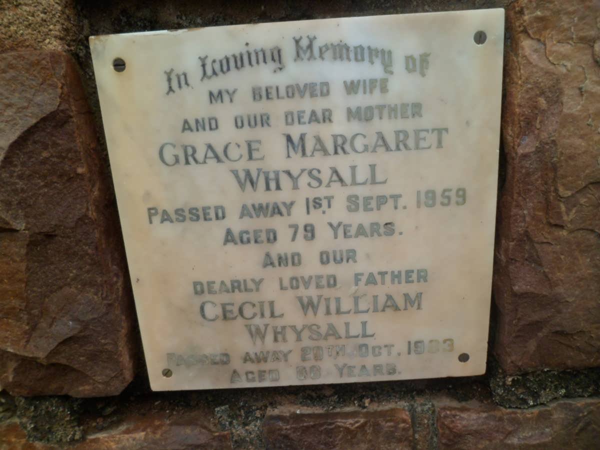 WHYSALL Cecil William -1963 &amp; Grace Margaret -1959