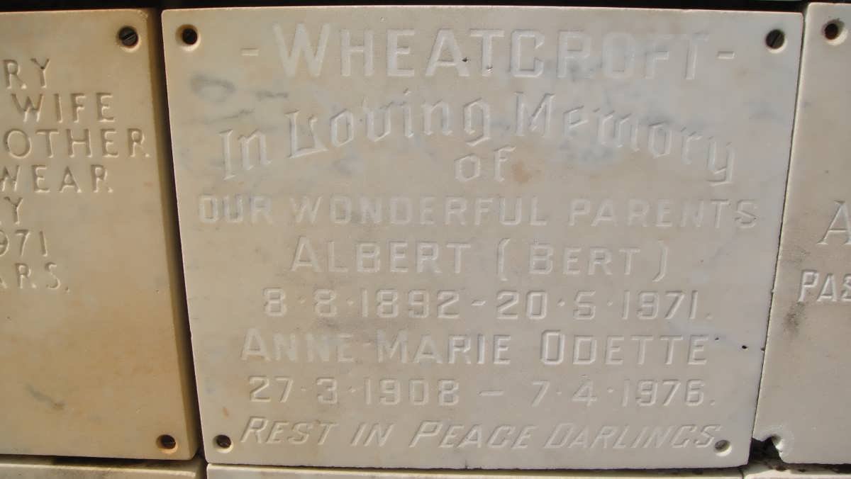 WHEATCROFT Albert 1892-1971 &amp; Anne-Marie Odette 1908-1976