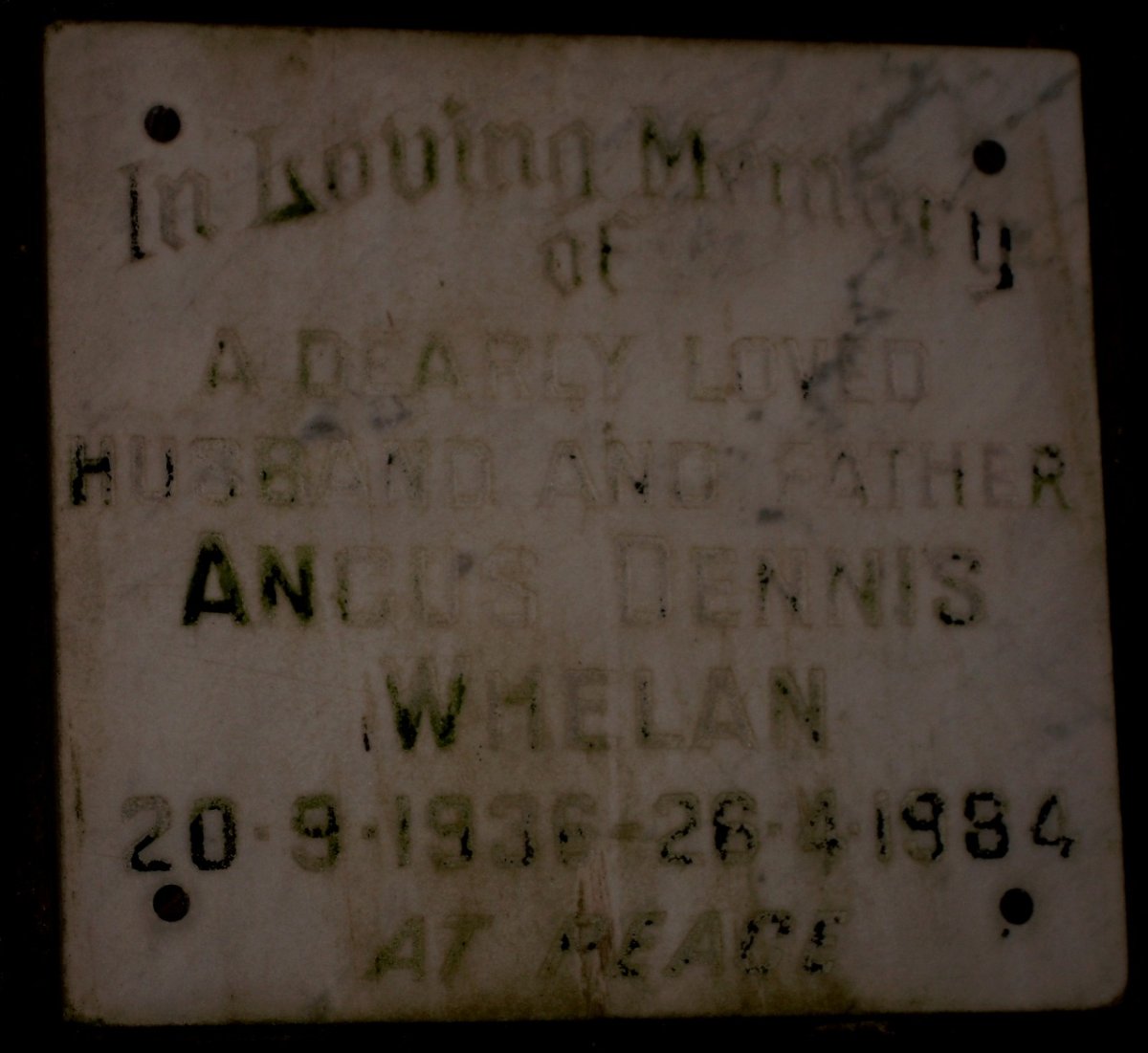 WHELAN Angus Dennis 1936-1984