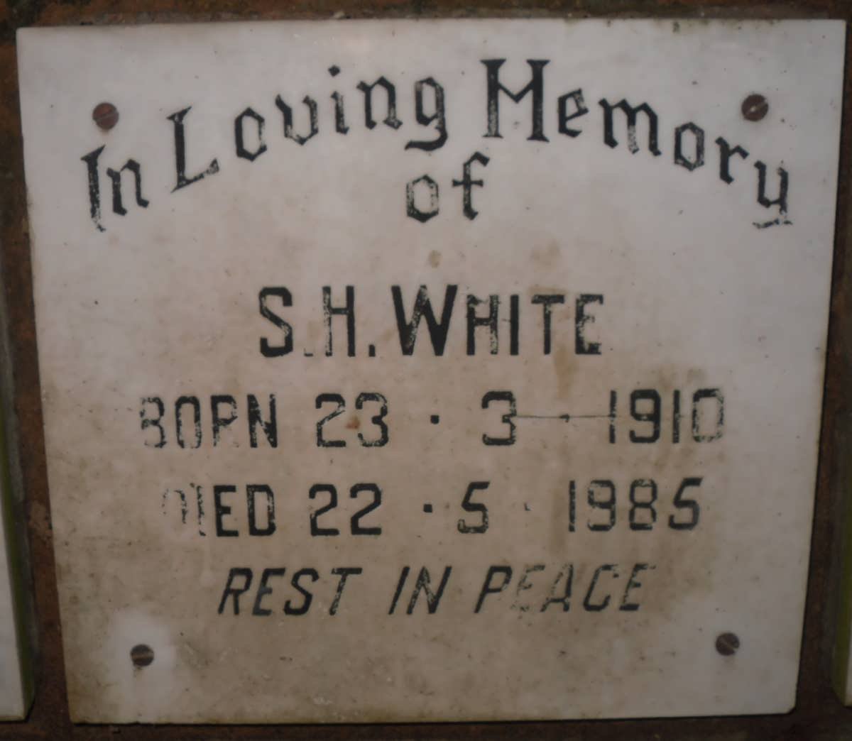 WHITE S.H. 1910-1985