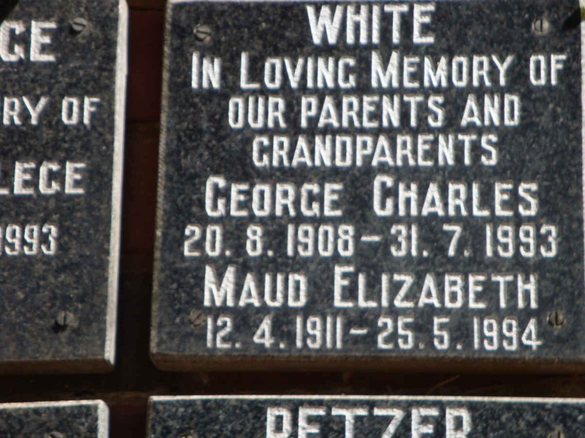 WHITE George Charles 1908-1993 &amp; Maud Elizabeth 1911-1994