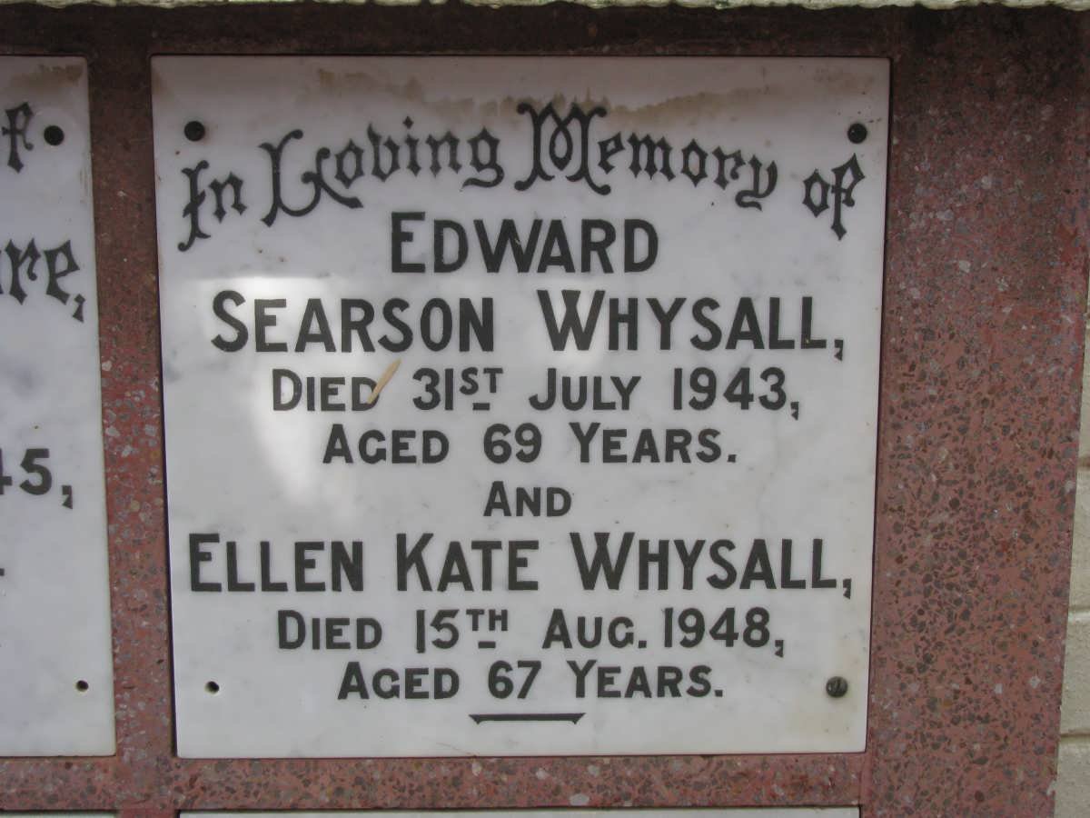 WHYSALL Edward Searson -1943 &amp; Ellen Kate -1948