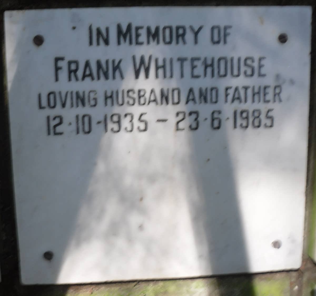 WHITEHOUSE Frank 1935-1985