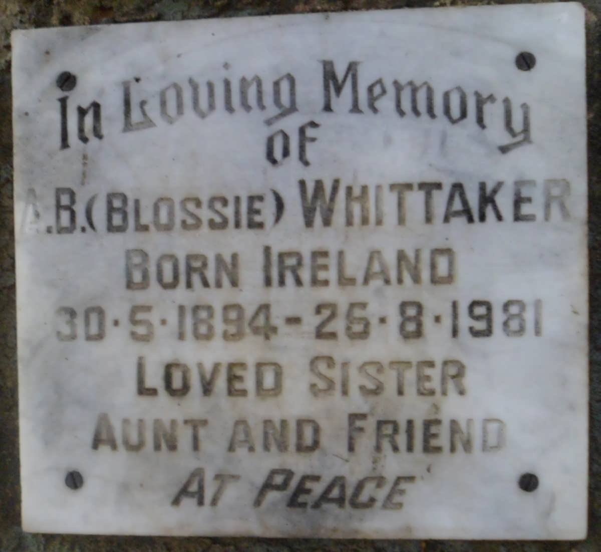 WHITTAKER A.B. 1894-1981