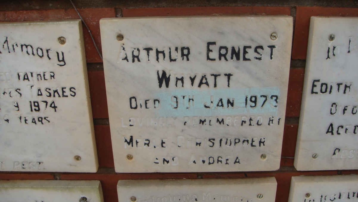 WHYATT Arthur Ernest -1973