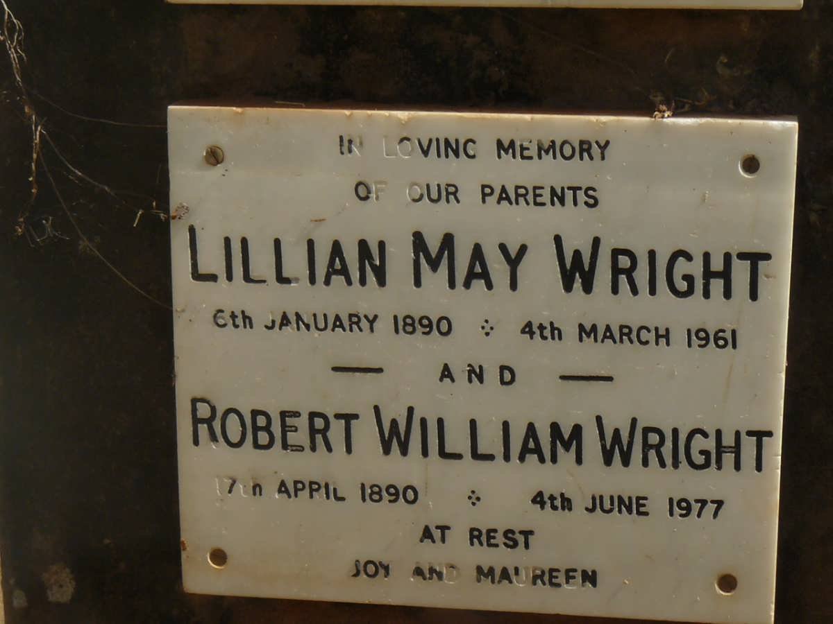 WRIGHT Robert William 1890-1977 &amp; Lillian May 1890-1961