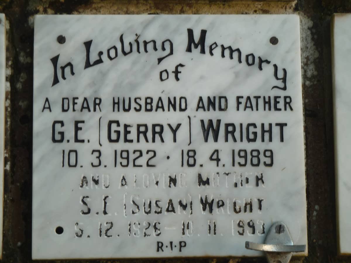 WRIGHT G.E. 1922-1989 &amp; S.E. 1926-1993