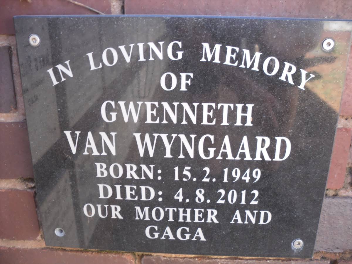 WYNGAARD Gwenneth, van 1949-2012