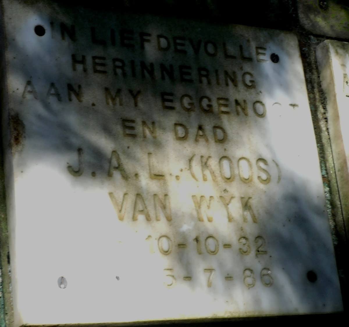 WYK J.A.L., van 1932-1986