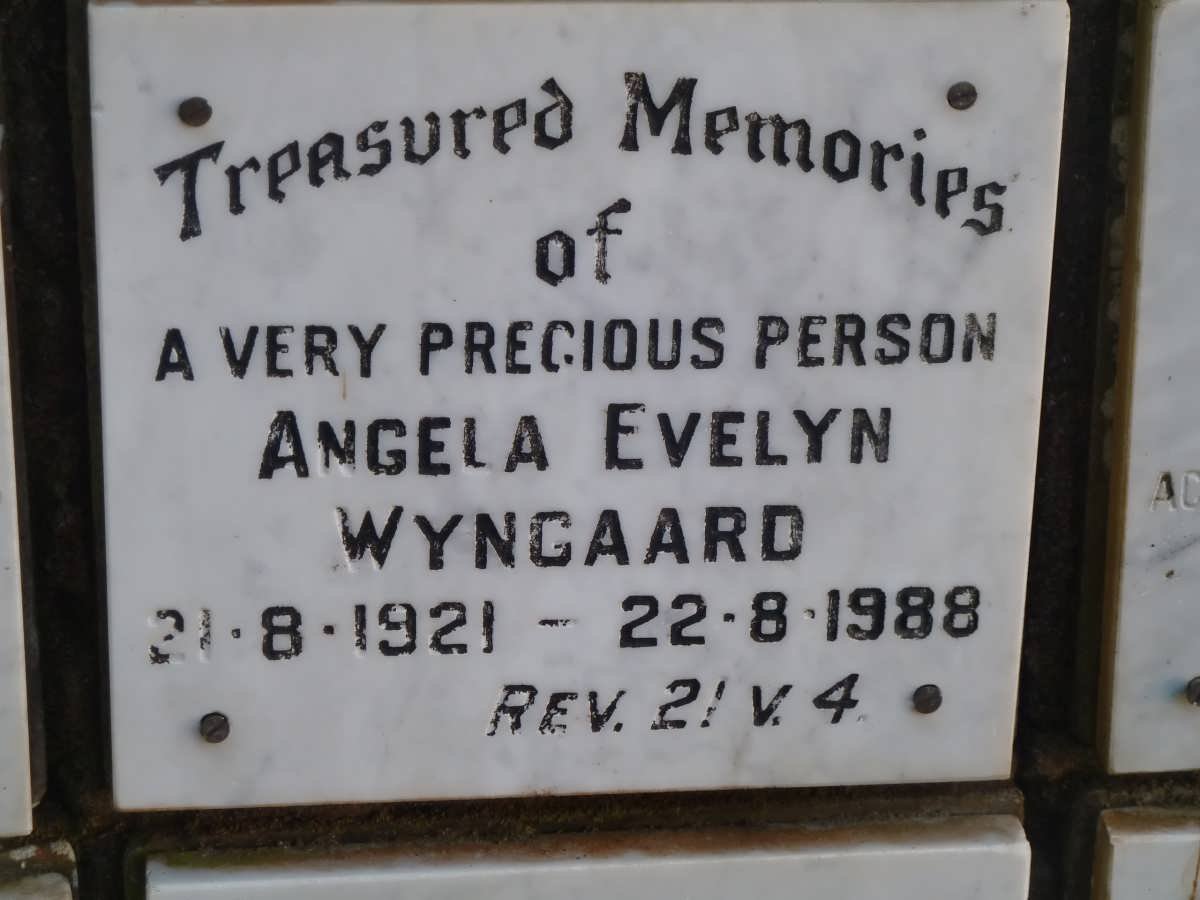 WYNGAARD Angela Evelyn 1921-1988