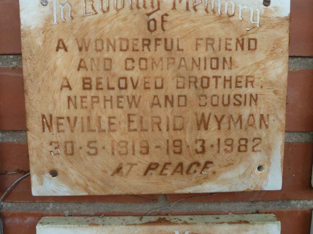 WYMAN Neville Elrid 1919-1982