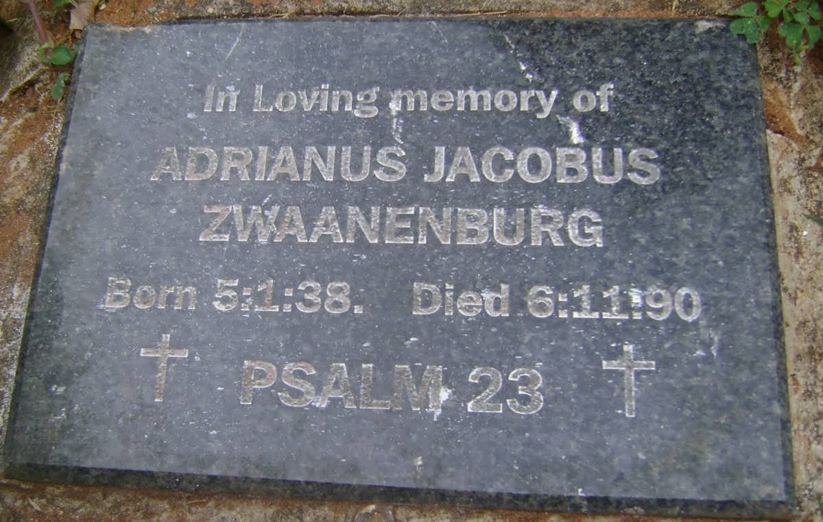 ZWAANENBURG Adrianus Jacobus 1938-1990