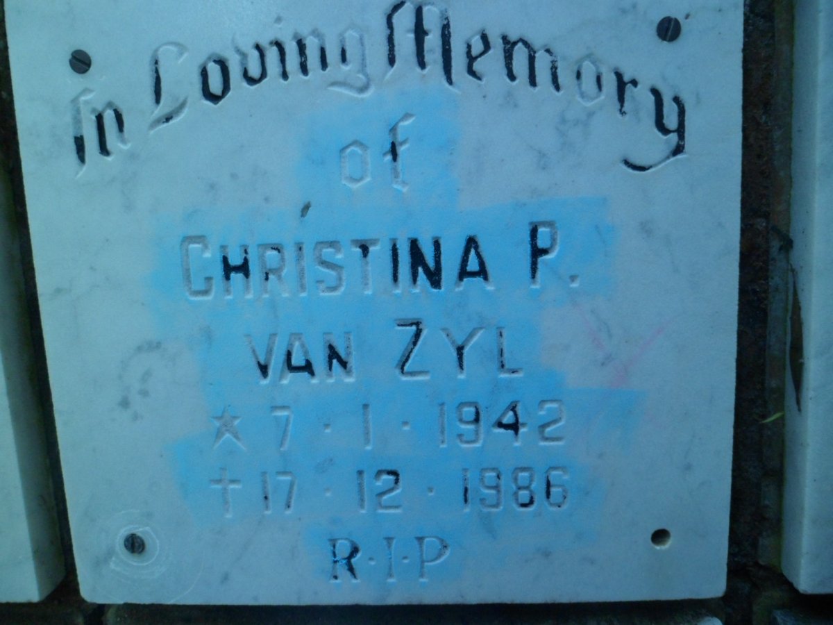 ZYL Christina P., van 1942-1986