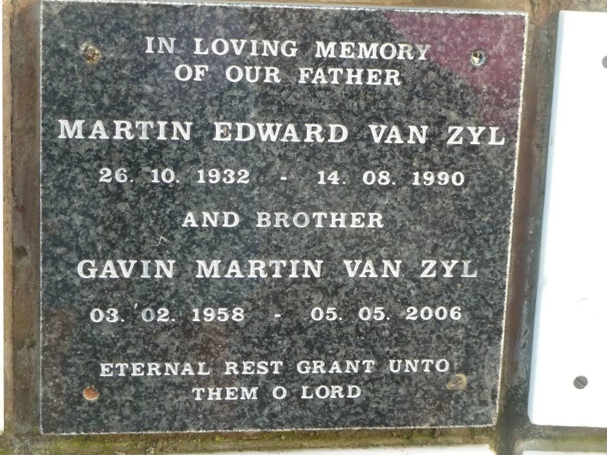 ZYL Martin Edward, van 1932-1990 :: VAN ZYL Gavin Martin 1958-2006